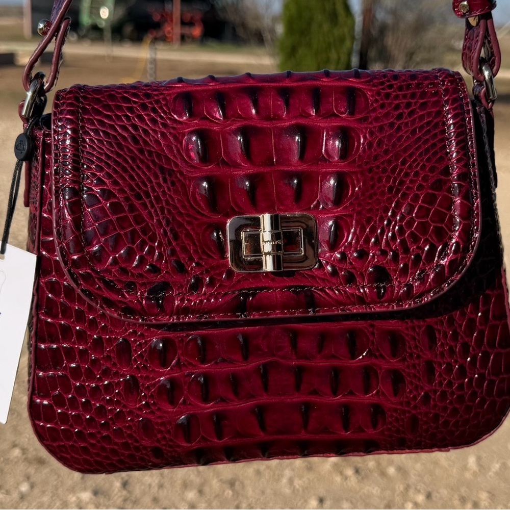 Brahmin Gianna Cherry Laquer Crossbody NWT Rich Red